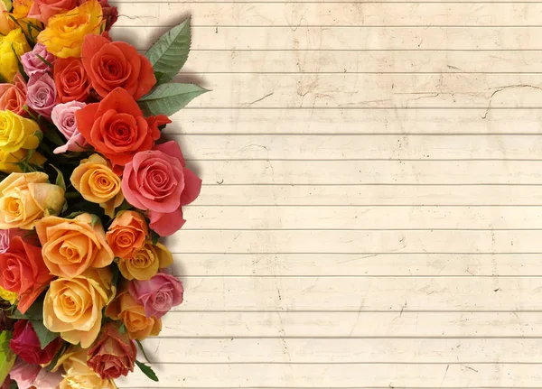 Een Florale Achtergrond Met Een Boeket Bloemen Aan Kant Een — Stockfoto