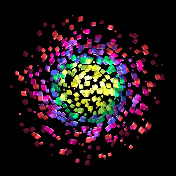 Cubes Colorés Abstraits Atmosphère Filant Sur Fond Noir Format Vectoriel — Image vectorielle
