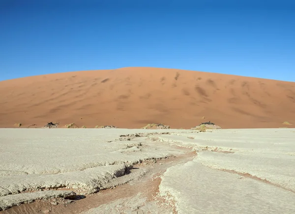 Platte Klei Pan Grond Duin Deadvlei Namibië — Stockfoto