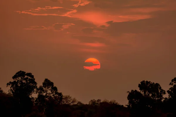 Закат Над Саваннами Намибии — стоковое фото