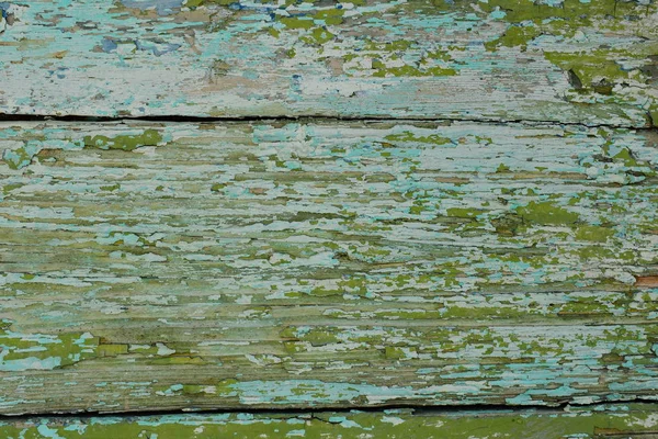 Old Wooden Textured Surface Weathered Green Paint Form Horizontally Located — Stock Photo, Image