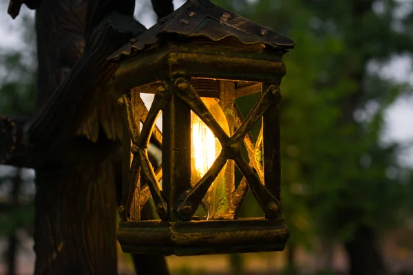 Modest Metal Rustic Fabulous Lantern Warm Orange Yellow Light Background — Stock Photo, Image