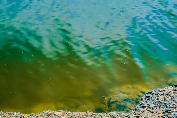 Colore Superficie Dell Acqua Estiva Superficie Dell Acqua Del Fiume — Foto Stock