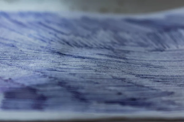 Una Hoja Papel Blanco Con Trazos Sucios Pintados Bolígrafo Azul — Foto de Stock