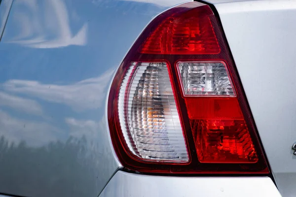 Grandes Faros Coche Cerca Iluminación Técnica Carreteras Día Noche Luces — Foto de Stock