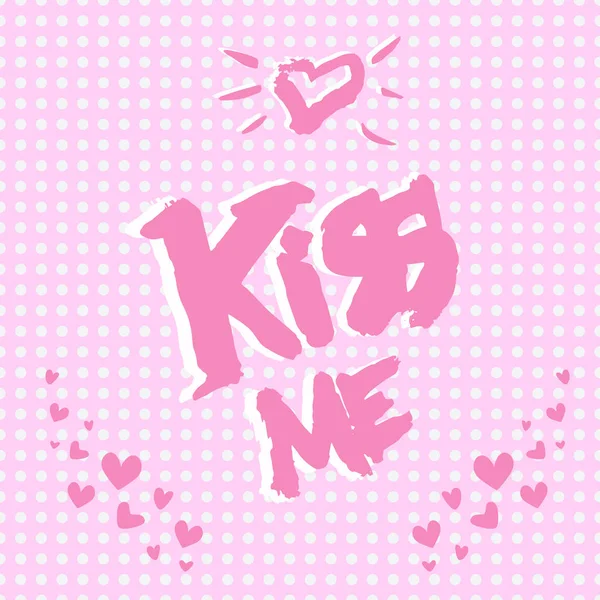 Handwritten Kiss Valentine Day Card — Stock Vector