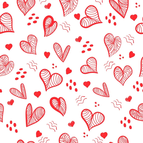 Modèle Coeur Sans Couture Vectoriel Fait Main Avec Motif Vintage — Image vectorielle