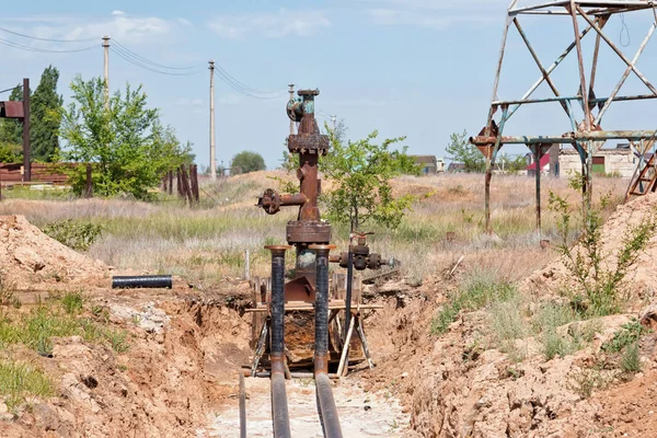 Pipelines Special Corrosion Insulation Laid Bottom Trench Suitable Old Well — Stock Photo, Image