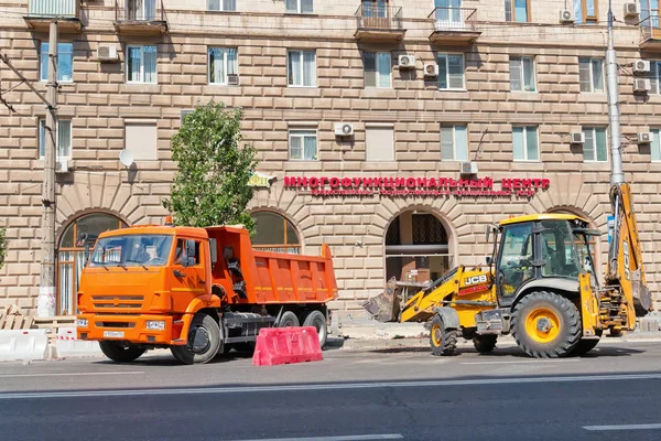 Volgograd Junio Reparación Los Trabajos Mejora Las Calles Centrales Ciudad —  Fotos de Stock