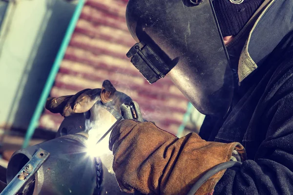 Plat Lassen Flens Aan Steel Van Pijp Met Een Methode — Stockfoto