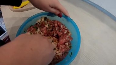 Kıyma ve otlardan yapılmış köfte ler için dolma