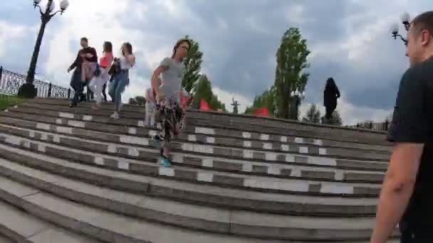 Volgograd Mei Snel Trappen Van Mamayev Koergan Beklimmen Mei 2019 — Stockvideo