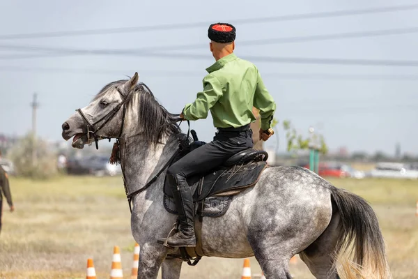 Kozakken in het zadel op een paard tijdens demonstraties ter ere — Stockfoto