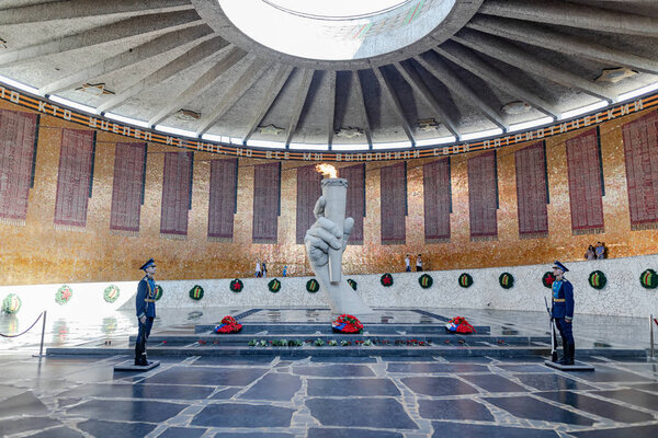 Hall of military glory with a torch of eternal flame in memory o