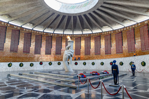 Hall of military glory with a torch of eternal flame in memory o