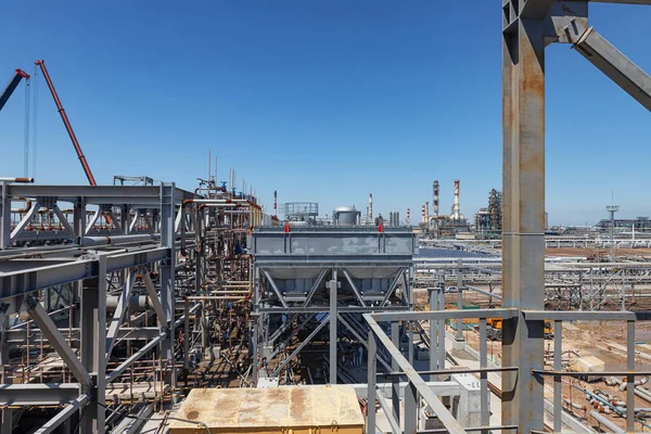 Byggande Petrokemisk Fabrik Utsikt Från Toppen Tjänsteplattformen — Stockfoto