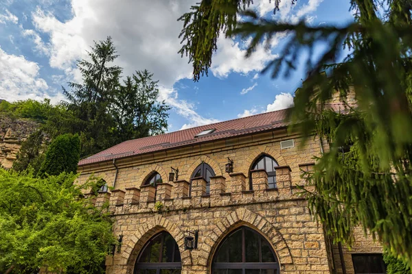 Restaurangen Har Fasader Byggnaderna Gjord Som Medeltida Slott — Stockfoto