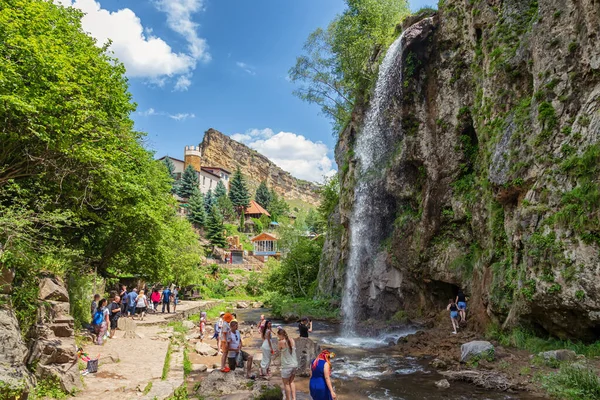 Karachay Cherkessia Juli Turister Tar Bilder Territoriet Naturliga Och Rekreationskomplexet — Stockfoto
