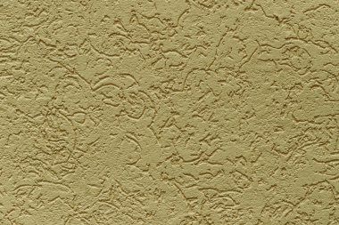 Evin duvarında dekoratif alçı kabuk böceği deseni var. Sarı yeşil tonda.