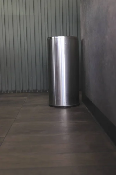 Empty Room With Modern Trash Can.