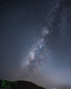 Gece sahnesi samanyolu arka planı.