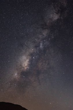 Gece sahnesi samanyolu arka planı.