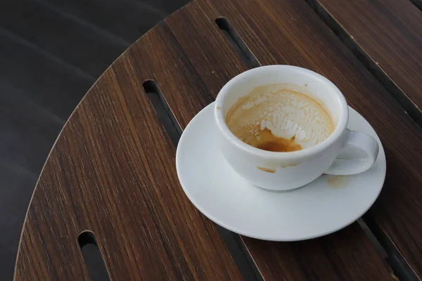 Café Após Bebida Mesa Velha Madeira — Fotografia de Stock