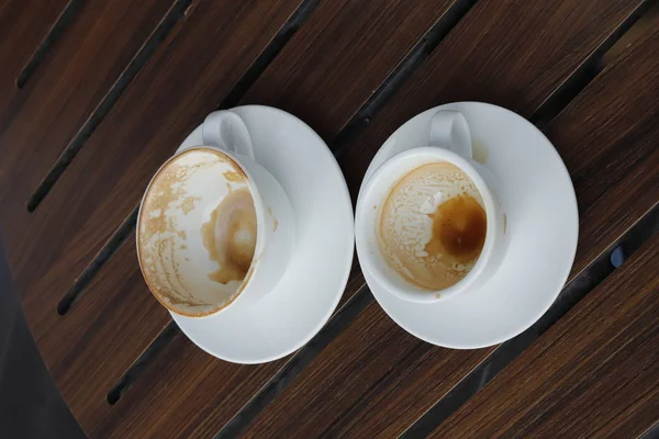 Kávé Ital Fából Készült Régi Asztal Után — Stock Fotó
