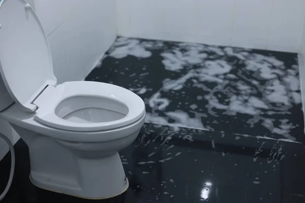 Bathroom Flooding Flush Toilet — Stock Photo, Image