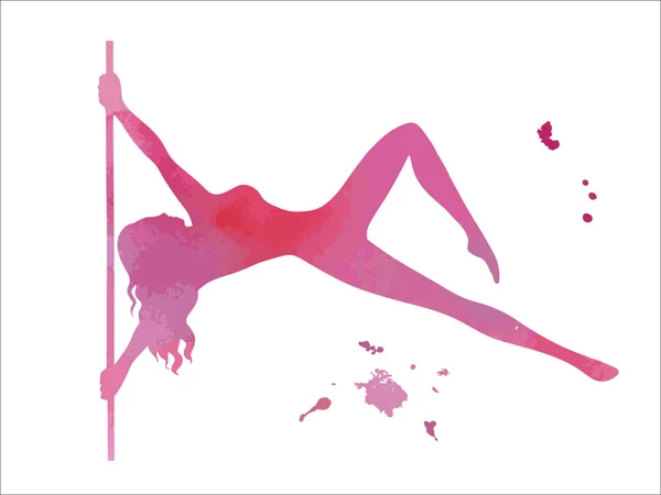 Vector pole dance element flaggan rosa siluett — Stock vektor