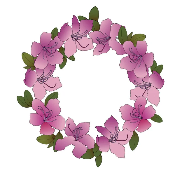 Corona Esbozada Mano Rododendro Ledebour Ilustración Vectorial Flores Rosadas Con — Archivo Imágenes Vectoriales