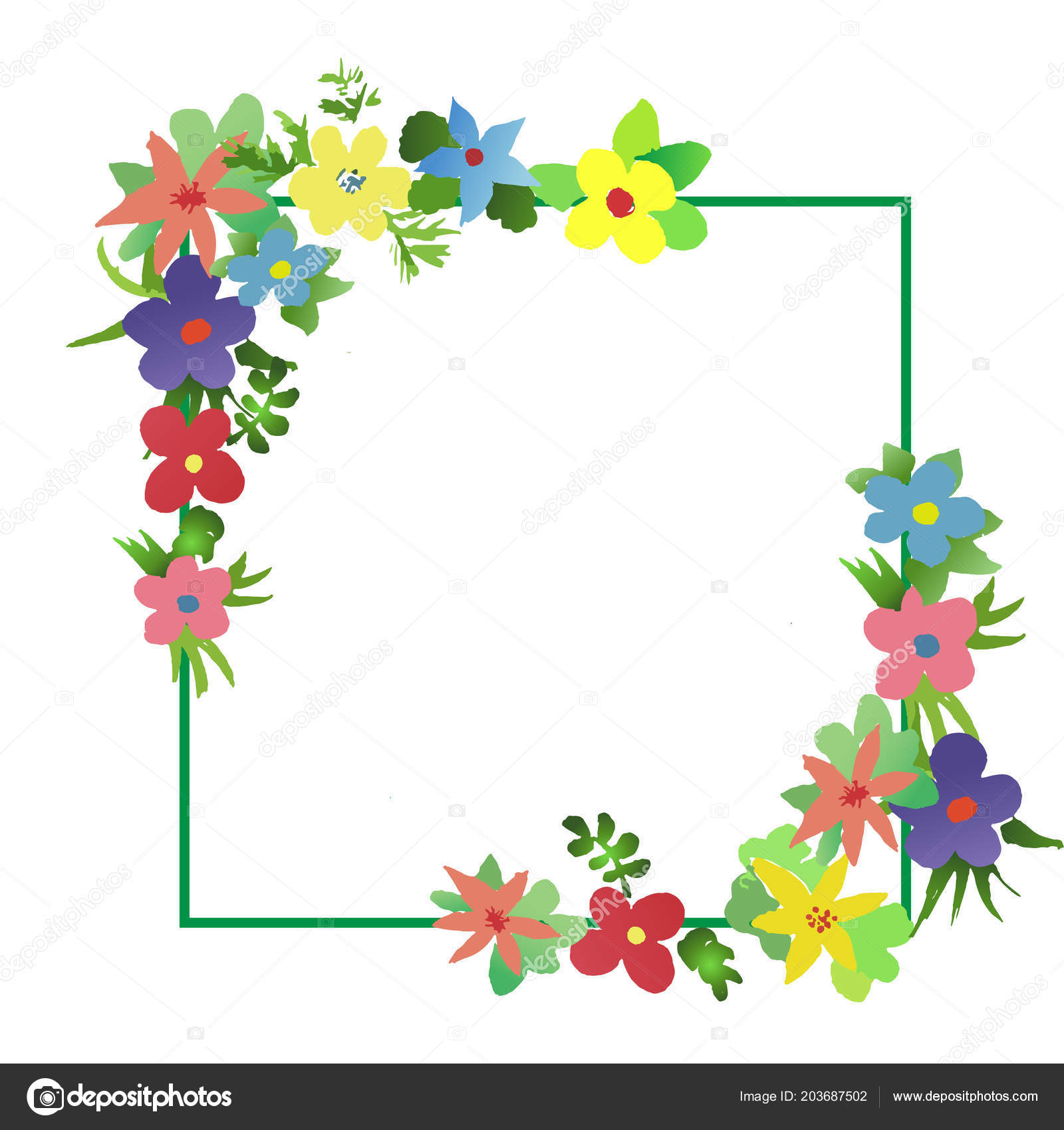 Download Frame Watercolor Simlpe Flat Flowers Primitive Wildflowers ...