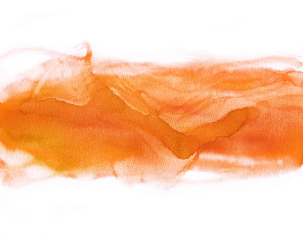 Abstract bright orange watercolor wave on white background. The color splashing in the paper. It is a hand drawn. watercolor print for clothes. Autumn watercolor designer element.