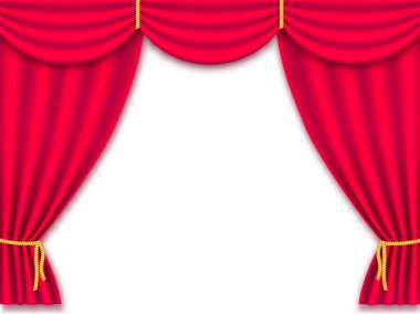 Vektör illüstrasyon kırmızı realistik ipek perde perdelik izole.