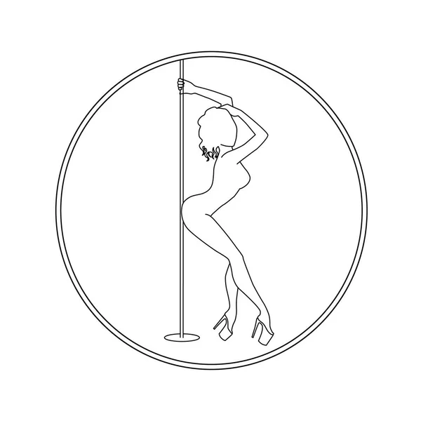 Silhouette donne pole dance logo esotico bianco e nero — Vettoriale Stock