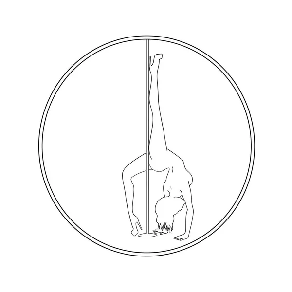 Силуэт женщин полюс танца экзотический логотип — стоковый вектор