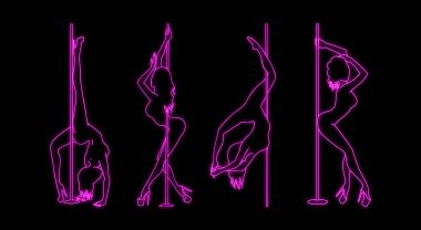 neon etkisi ile egzotik siluet kutup dans seti