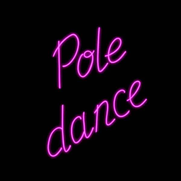 Tras de mână litere Pole dans cu efect de neon — Vector de stoc