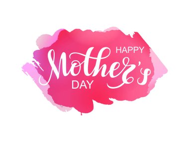 Vektör El Yazısı yazılması Mutlu Anneler Günü suluboya pembe spot