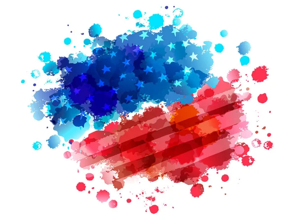 Vecor abstrakt Aquarell amerikanische Flagge Illustration auf weißem Hintergrund — Stockvektor