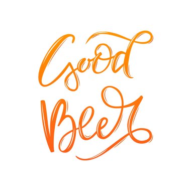 Beyaz arka plan üzerinde Renkli el çizilmiş fırça yazıiyi bira