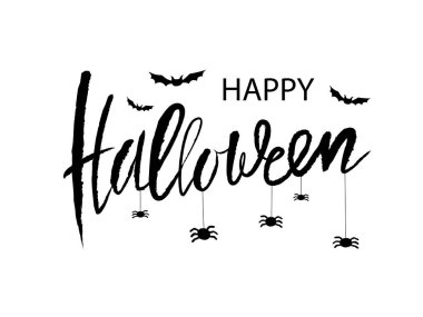 vektör el yazısı yazı Mutlu cadılar bayramı kaligrafik kart