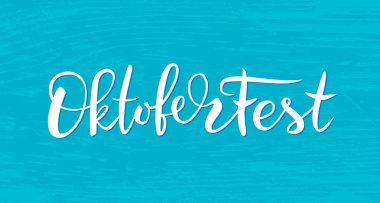 Oktoberfest el yazısı yla tebrik vektör illüstrasyon.