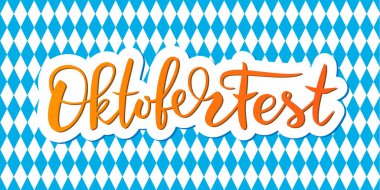 Oktoberfest el yazısı yla tebrik vektör illüstrasyon.
