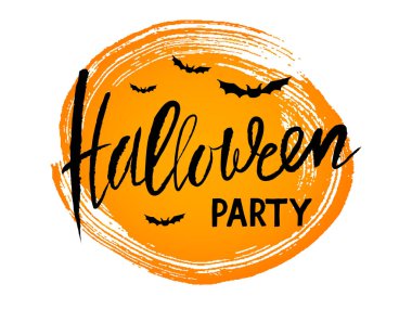 vektör el yazısıyla yazılmış Cadılar Bayramı partisi kaligrafi kartı