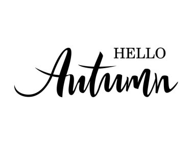 Beyaz arkaplanda vektör el yazısı harfleri Merhaba Autumn.