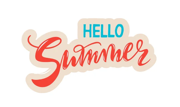 Lettrage Vectoriel Écrit Main Bonjour Summer Avec Texture Inscriptions Corail — Image vectorielle