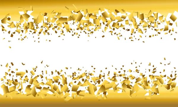 Bakgrundsexplosion Med Skräp Isolerad Guld Illustration Vit Bakgrund Koncept Mall — Stock vektor