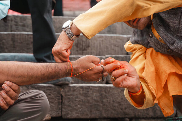 Janai Purnima and Rakshya Bandhan Festival Celebration at Bagmati River, Pashupatinath Temple, Kathmandu