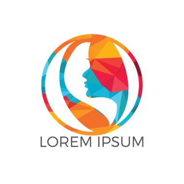 Kadın salonları ve dükkanlar için vektör logo. Güzellik salonları, spa, kozmetik, güzellik ve moda endüstrisi için soyut kavram.